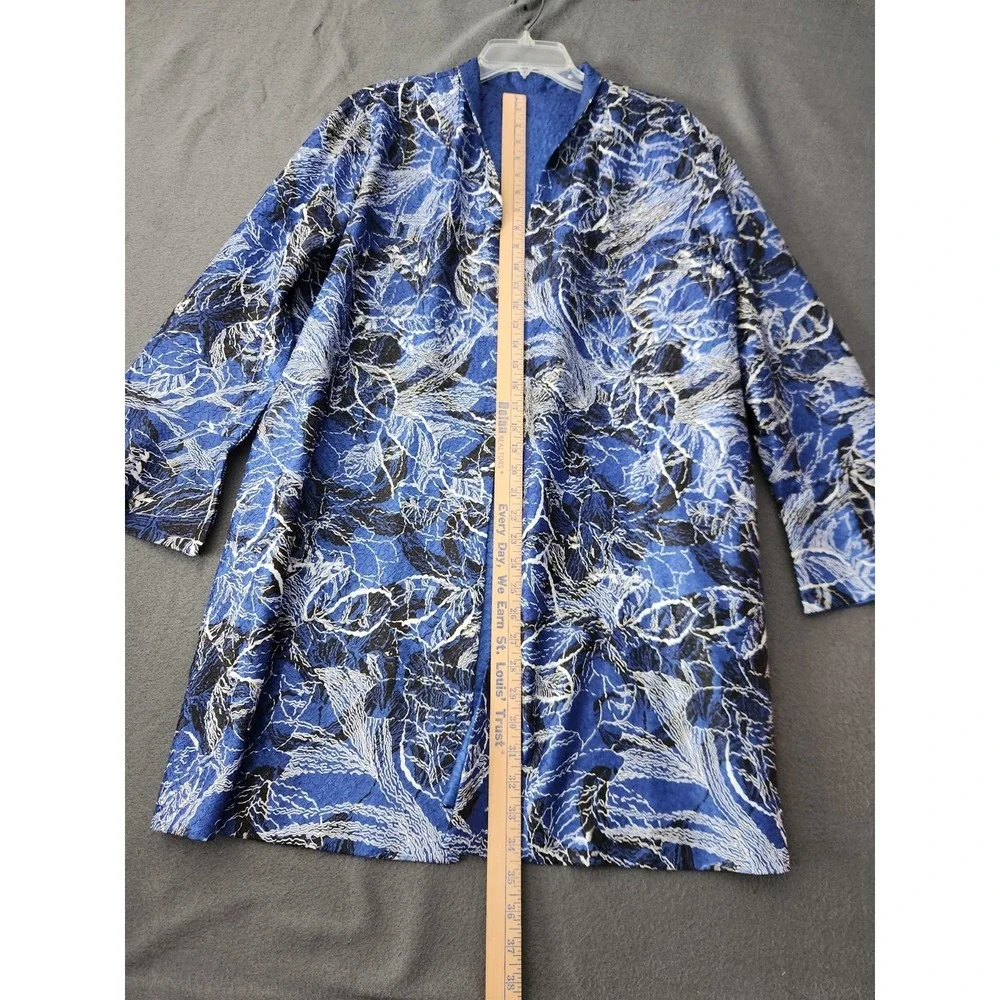 Chicos Travelers Reversible Crushed Jacket 3 XL Open Artsy‎ Lagenlook Blue Bell